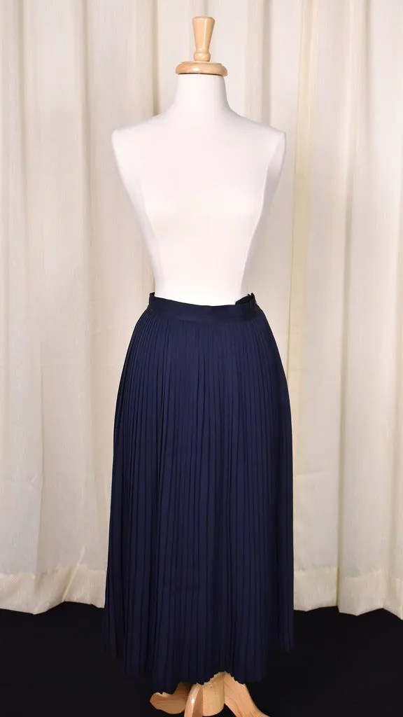 1940s Vintage Navy Pleated Skirt