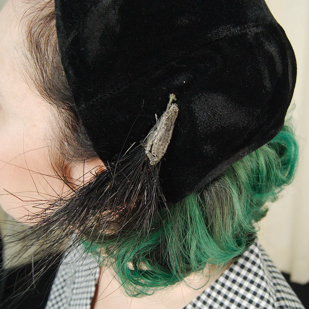 1950s Black Velvet Feather