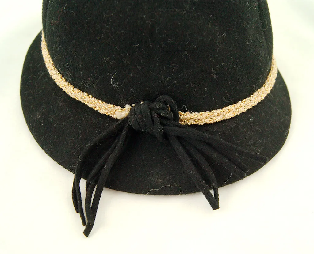 1950s Black Wool Cap Hat