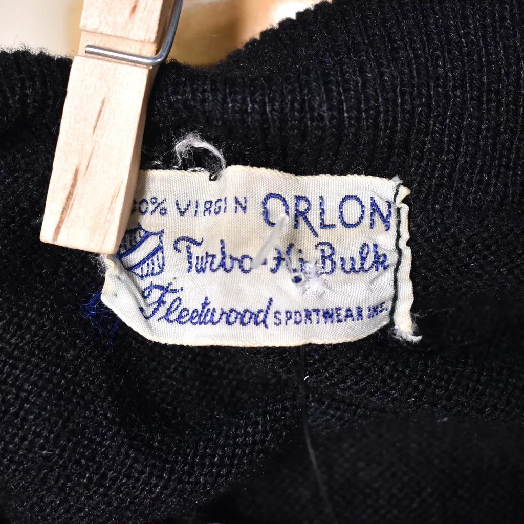 1950s Blk Button Collar Sweater