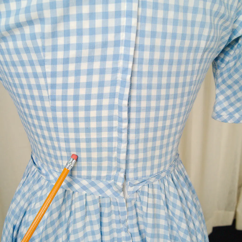 1950s Blue Gingham Swing Dress