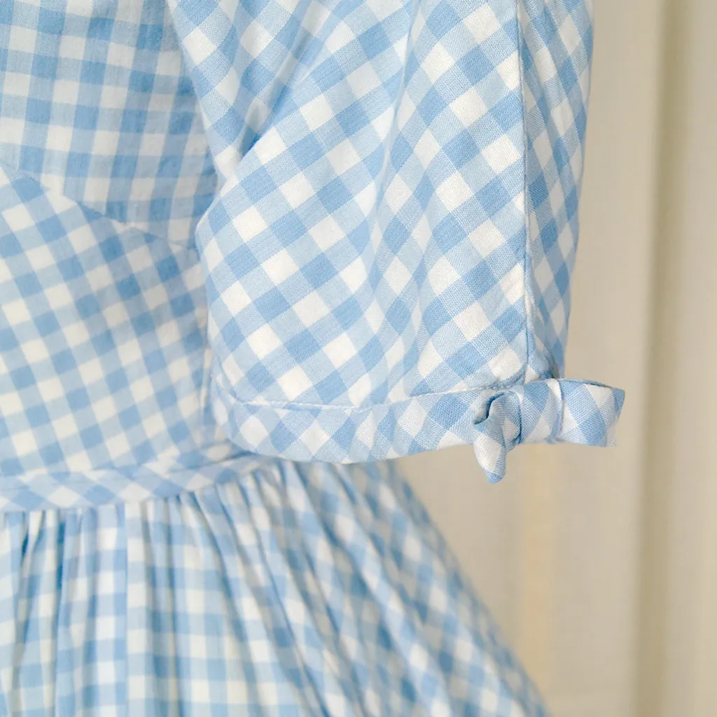 1950s Blue Gingham Swing Dress