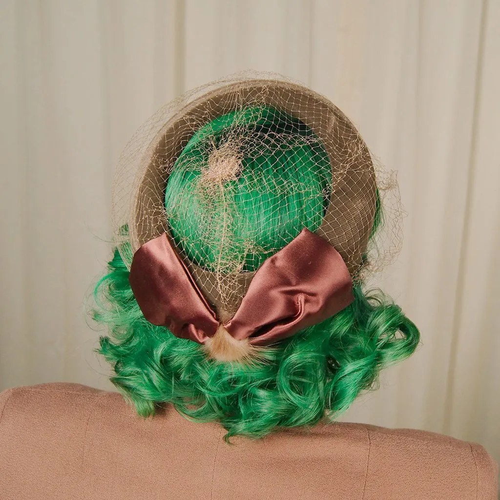 1950s Brown Velvet Bow Hat