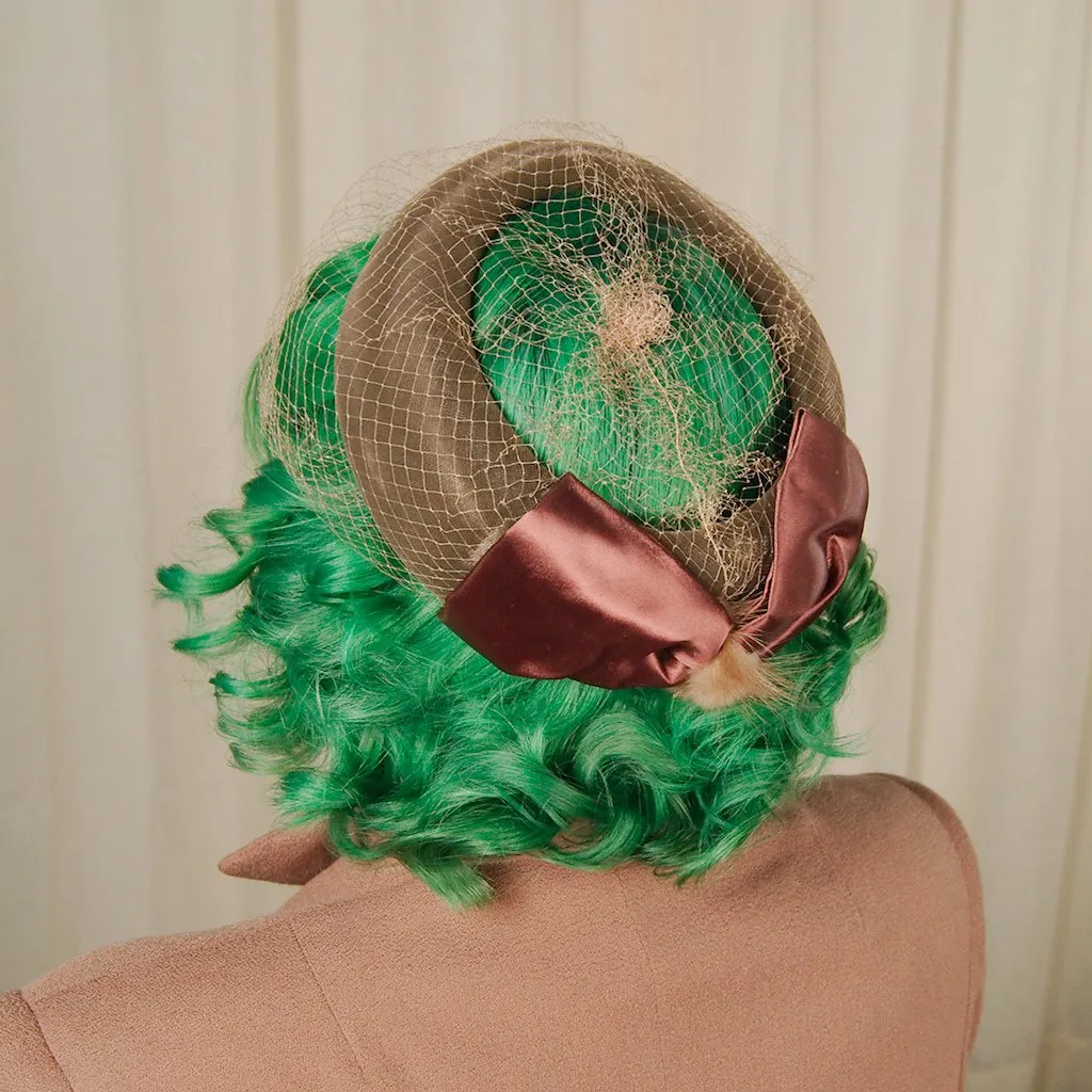 1950s Brown Velvet Bow Hat