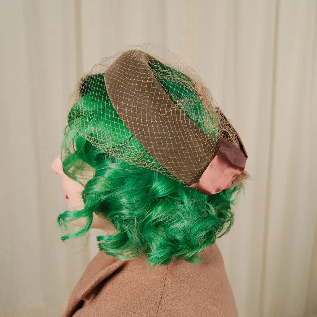 1950s Brown Velvet Bow Hat