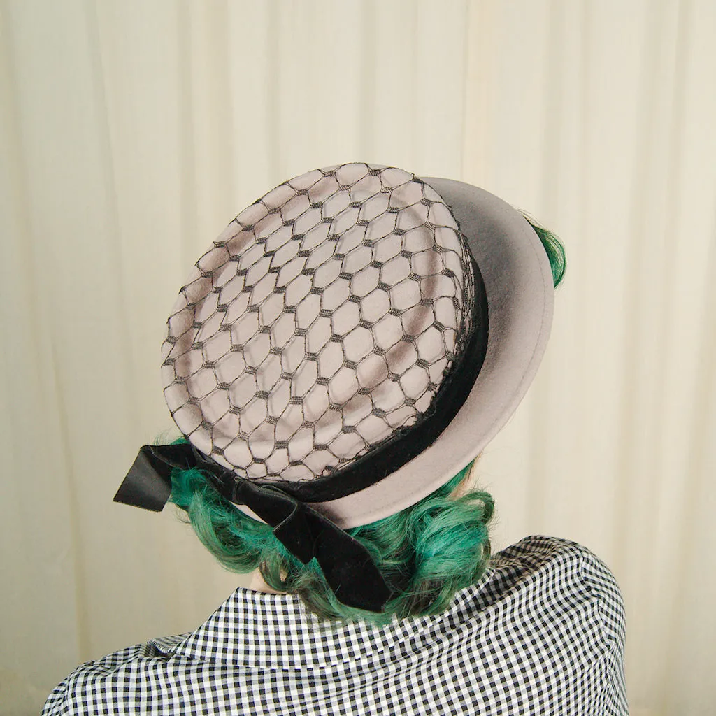 1950s Gray Wool Netting Hat