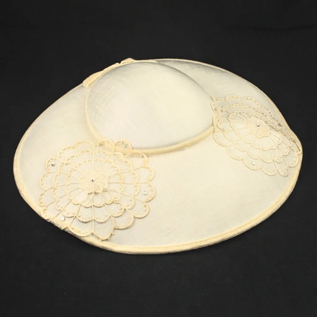 1950s Ivory Rhinestone Tea Hat