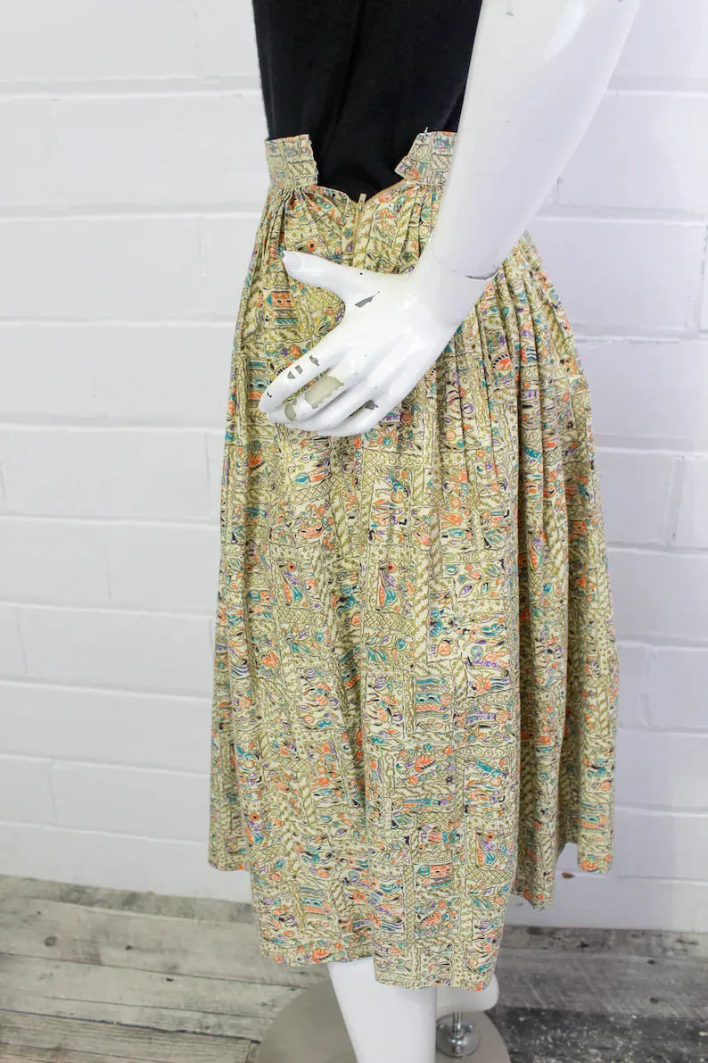 1950s Middle Eastern Novelty Print Full Skirt, XS