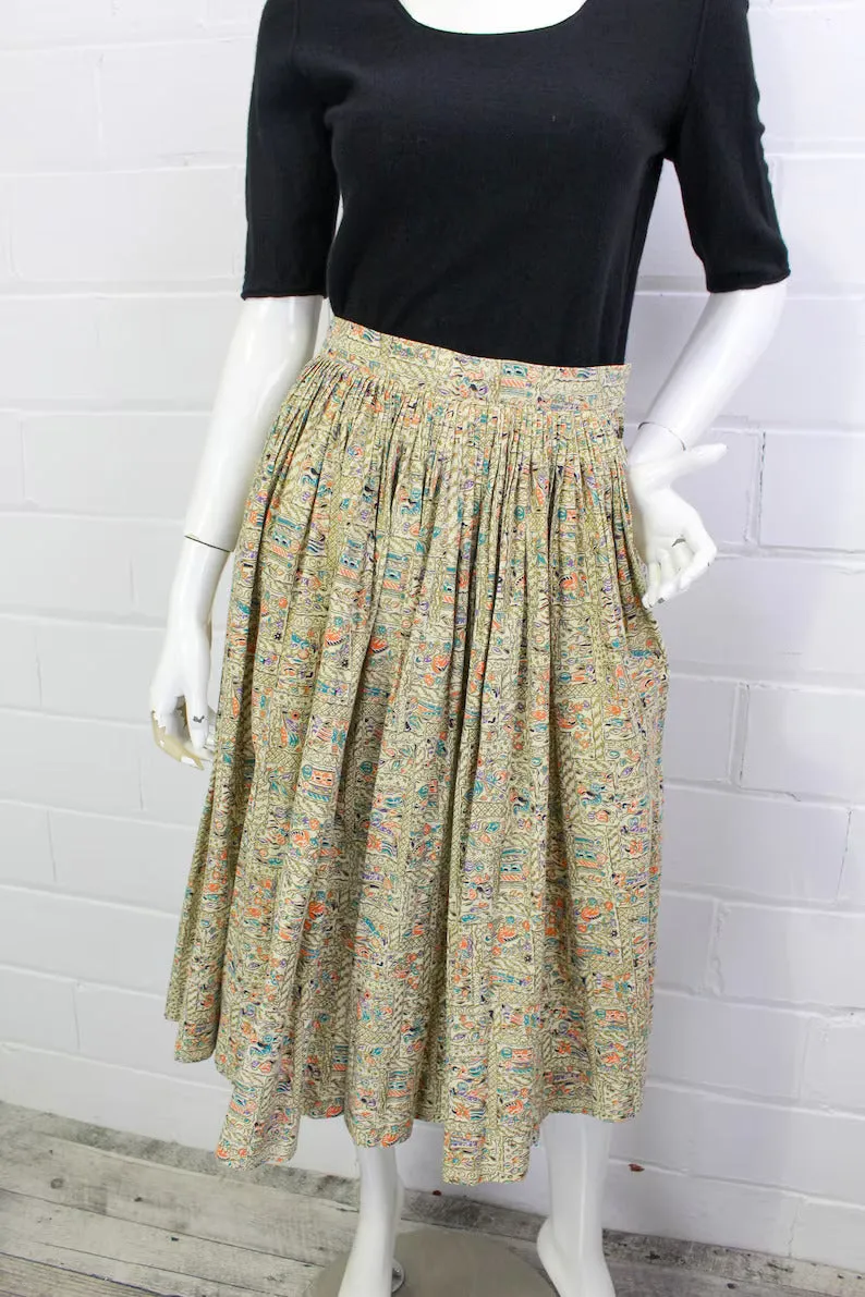 1950s Middle Eastern Novelty Print Full Skirt, XS