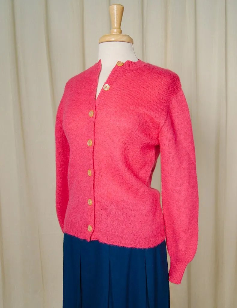 1950s Raspberry Wool Cardigan