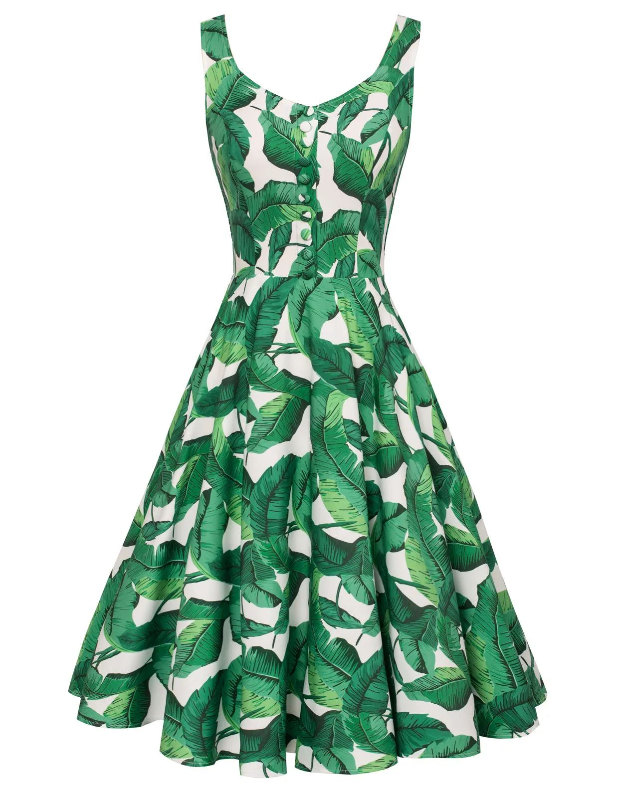 1950s Retro Vintage Floral Patterns Sleeveless Homecoming Dresses Cocktail Party A-Line Dress for Summer