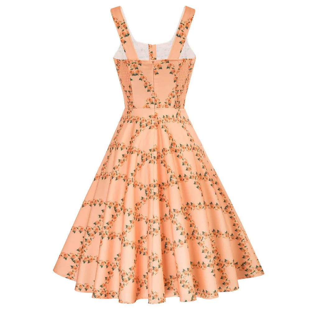 1950s Retro Vintage Floral Patterns Sleeveless Homecoming Dresses Cocktail Party A-Line Dress for Summer