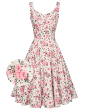 1950s Retro Vintage Floral Patterns Sleeveless Homecoming Dresses Cocktail Party A-Line Dress for Summer