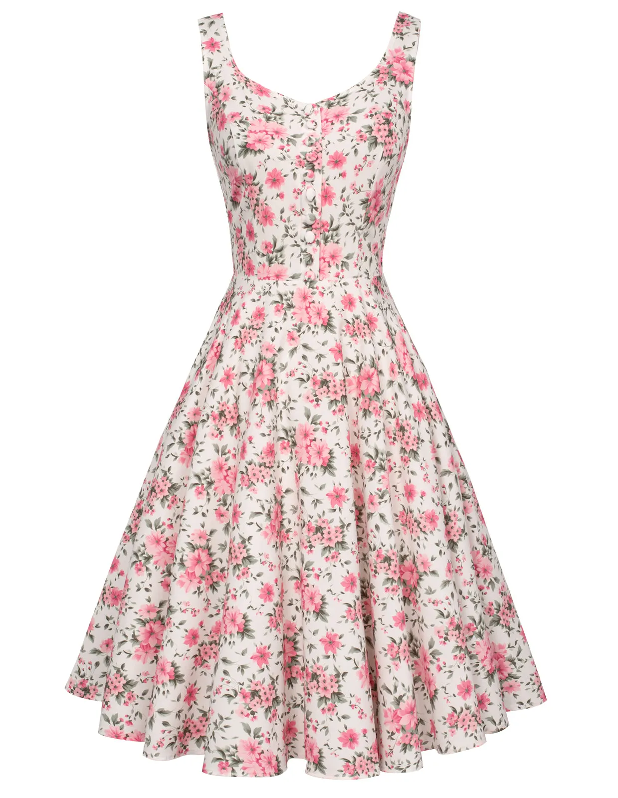 1950s Retro Vintage Floral Patterns Sleeveless Homecoming Dresses Cocktail Party A-Line Dress for Summer