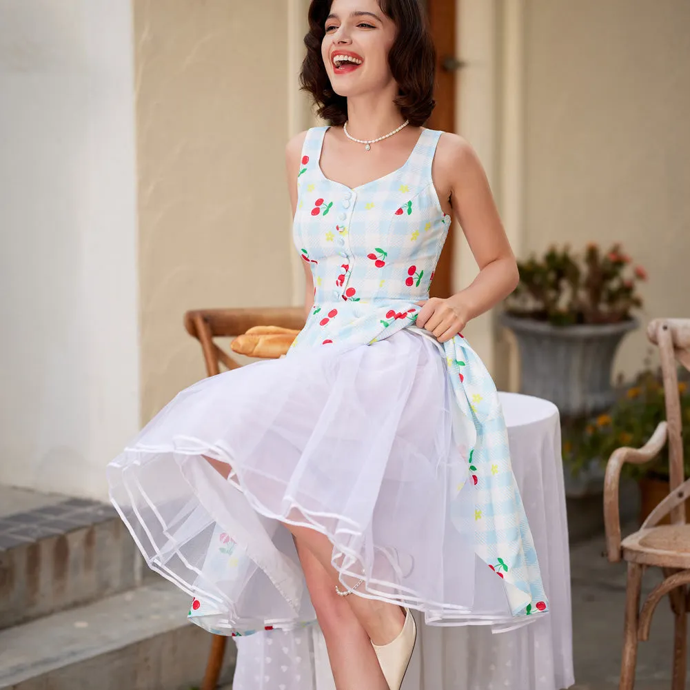 1950s Retro Vintage Floral Patterns Sleeveless Homecoming Dresses Cocktail Party A-Line Dress for Summer