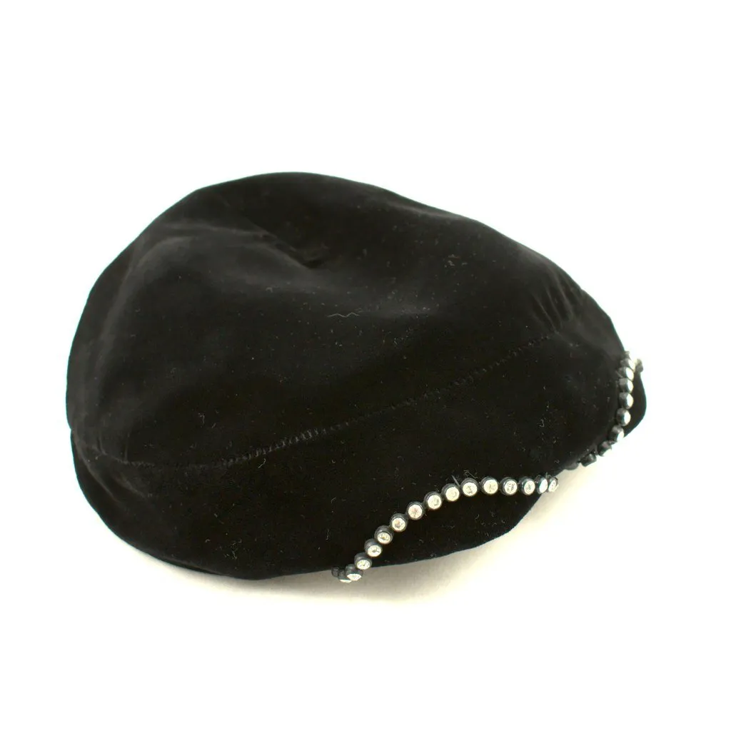 1950s Rhinestone Velvet Cap