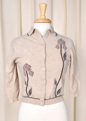 1950s Tan Cropped Iris Cardigan