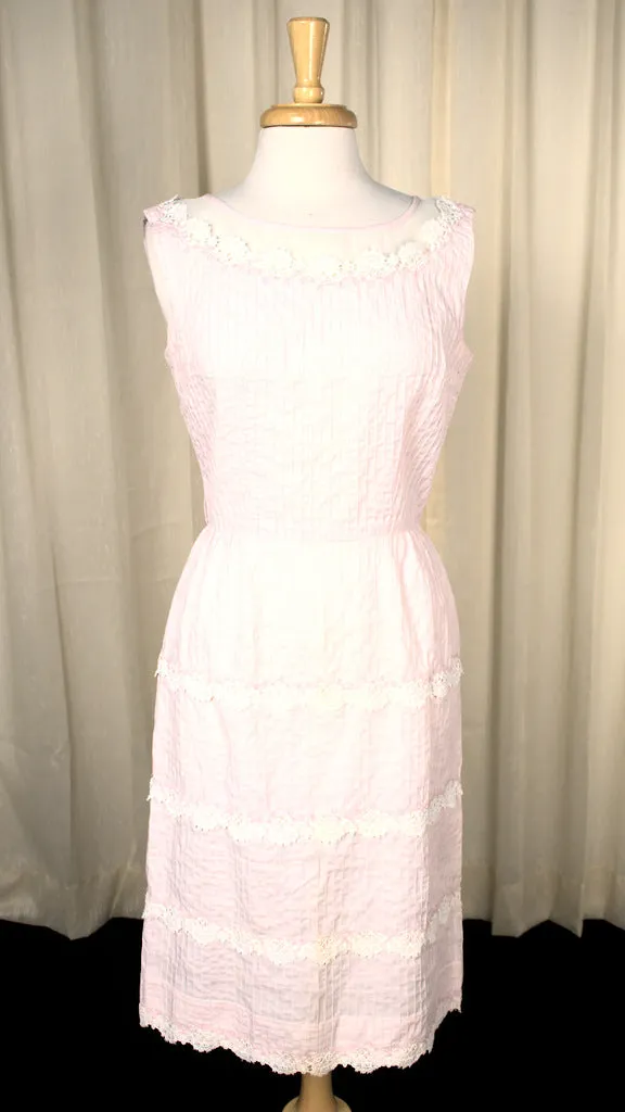 1950s Vintage  Sheer Illusion Pink Dress