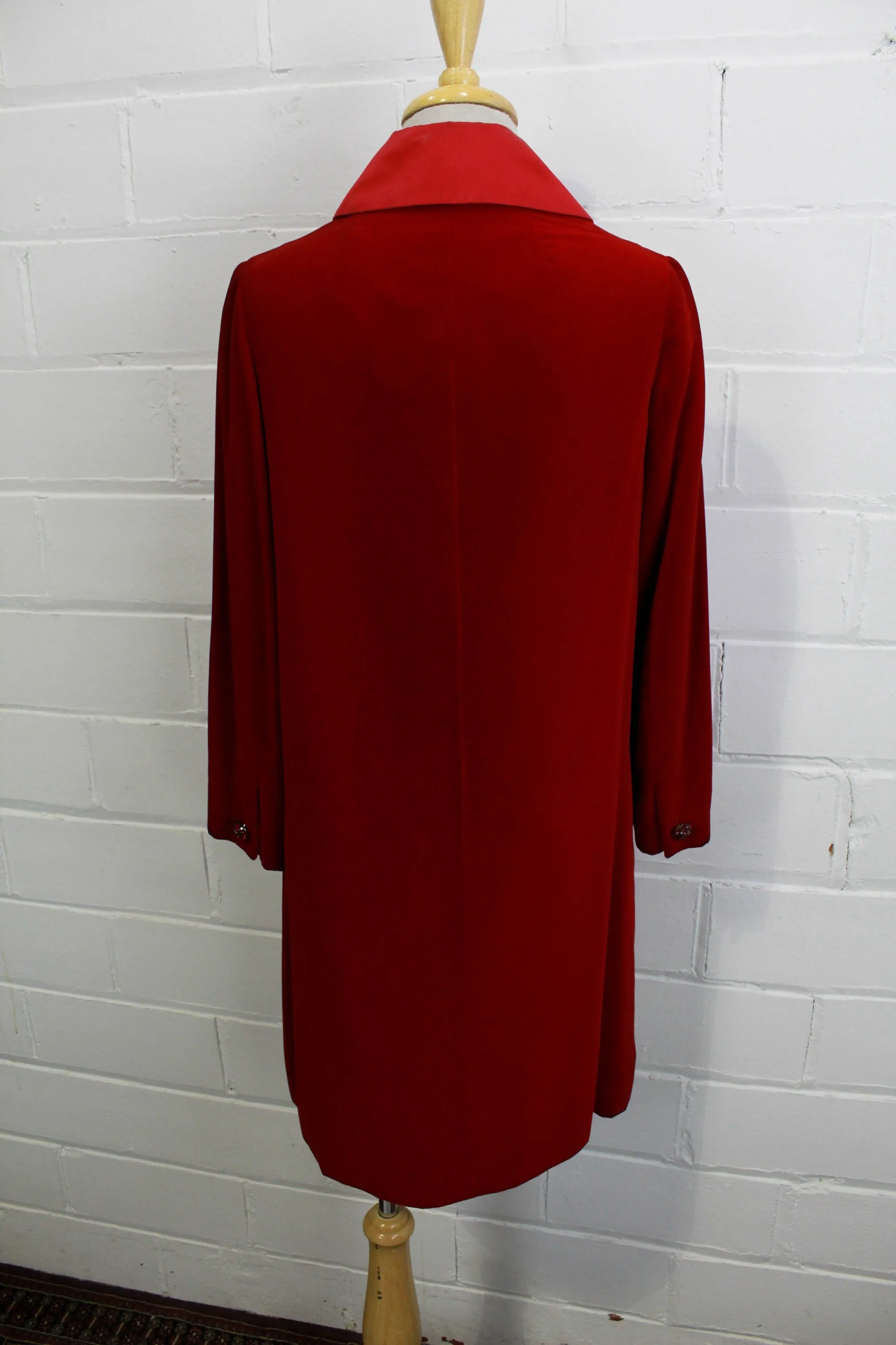 1960s Red Velvet Dress with Peter Pan Collar, Medium