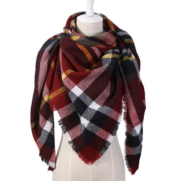 2018 Winter Triangle Scarf For Women Brand Designer Shawl Cashmere Plaid Scarves Blanket Wholesale Dropshipping OL082