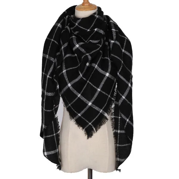 2018 Winter Triangle Scarf For Women Brand Designer Shawl Cashmere Plaid Scarves Blanket Wholesale Dropshipping OL082