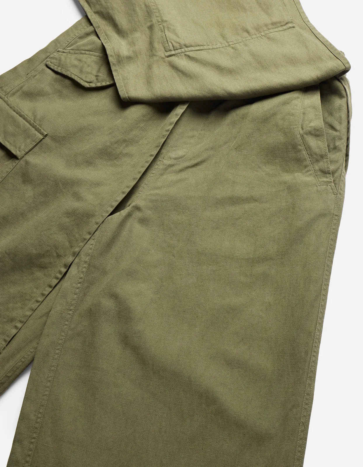 4588 Asym Cargo Hakama Pants Olive OG-107F