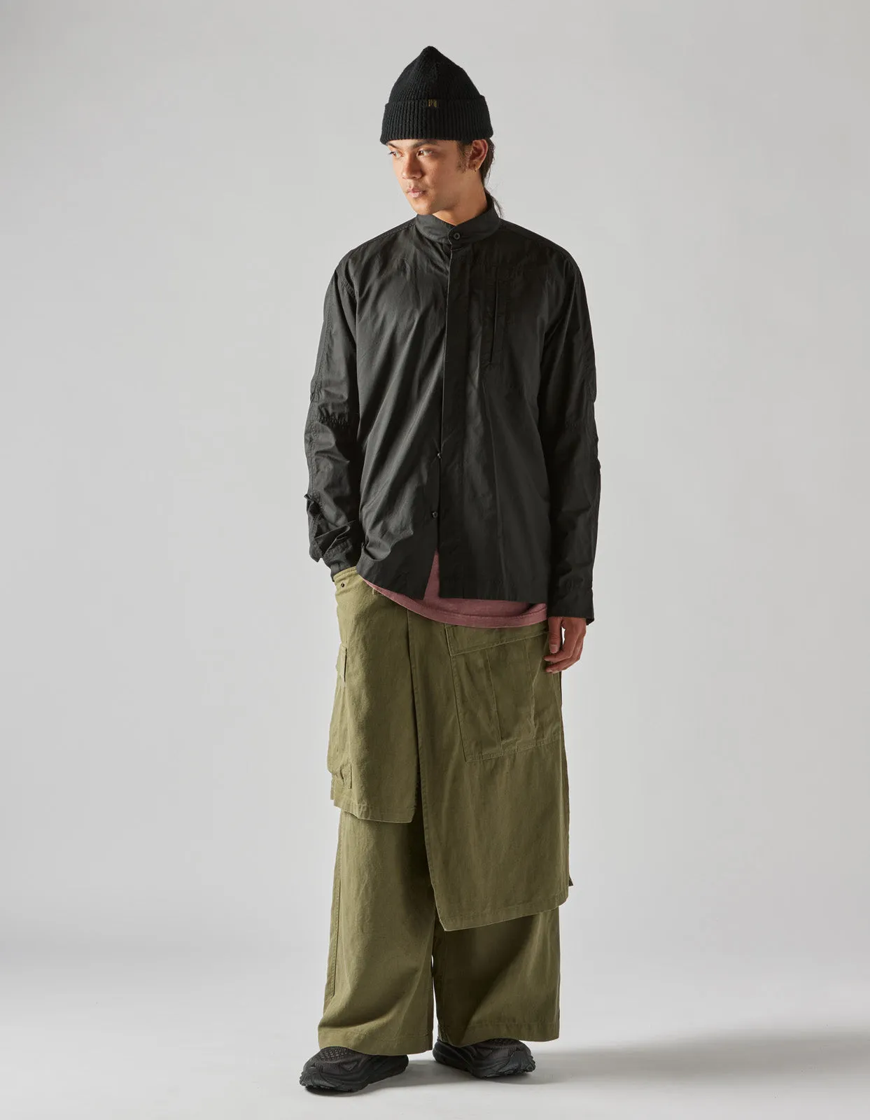 4588 Asym Cargo Hakama Pants Olive OG-107F