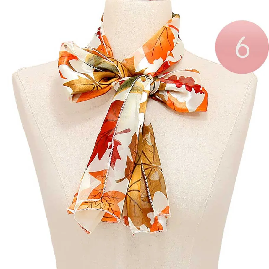 6PCS Large Fall Leave Pattern Print Scarves