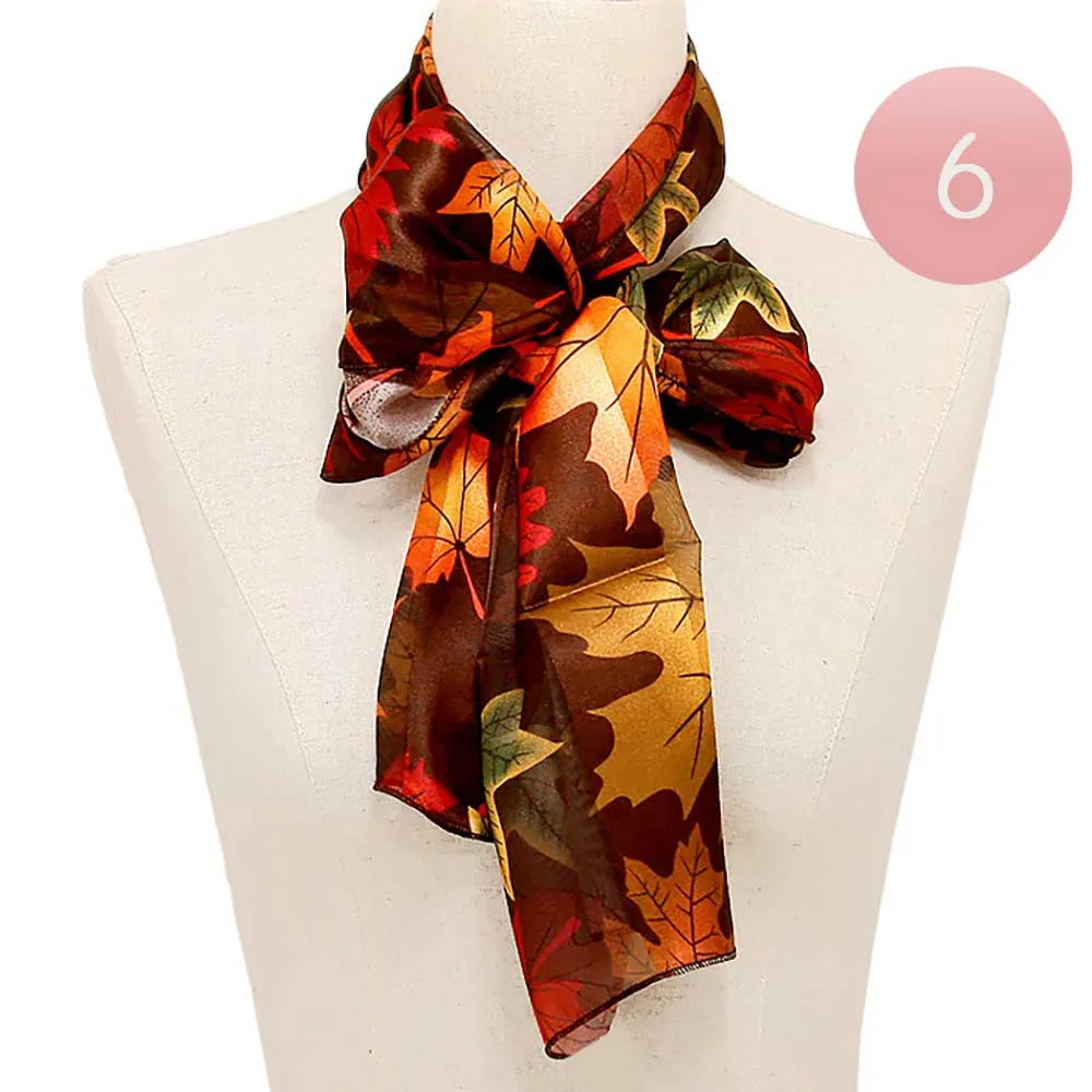 6PCS Large Fall Leave Pattern Print Scarves