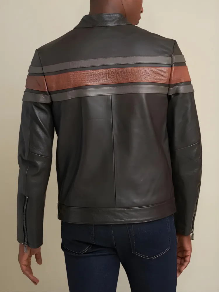 Agostini Distressed Stripped Racer Jacket