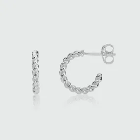 Alhambra Mini Piccolo Twisted Sterling Silver Hoop Earrings