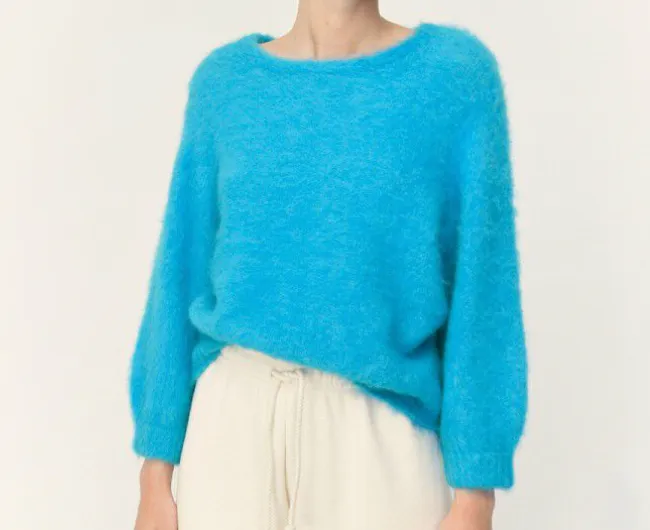 Alpaca cropped crew knit | Foubay