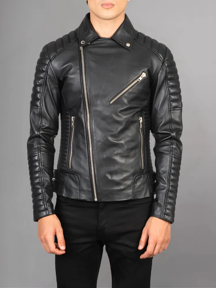 Armand Black Leather Biker Jacket