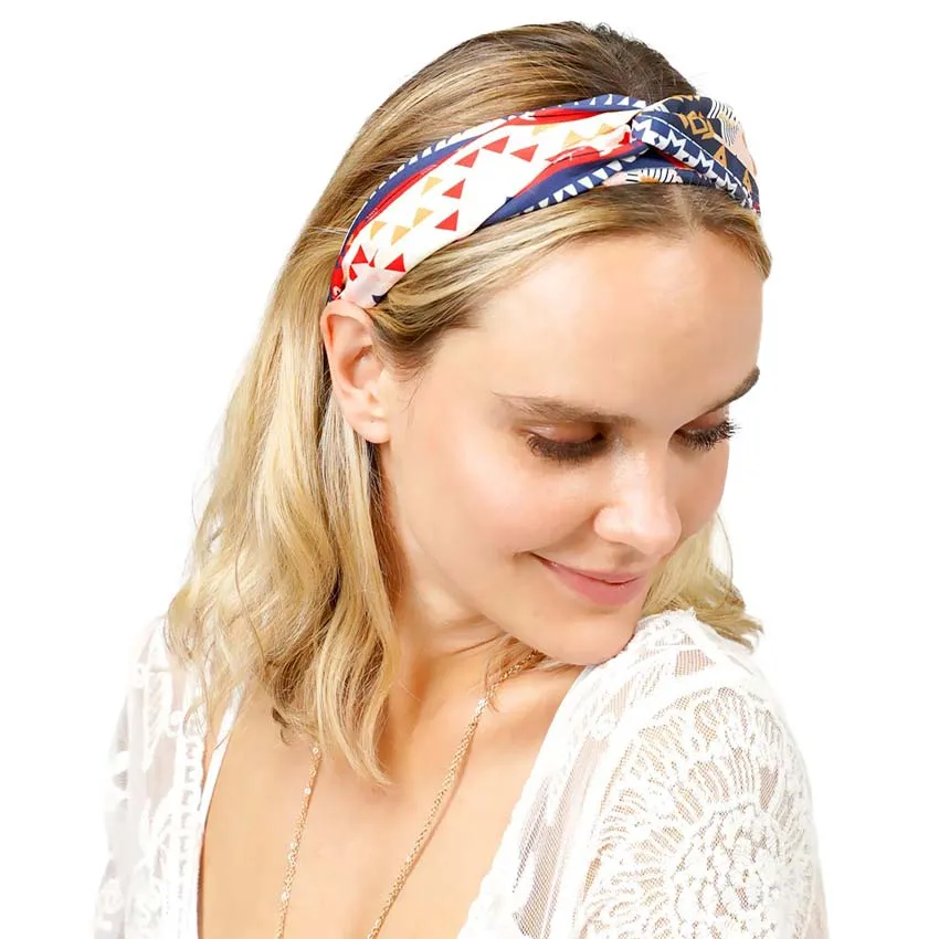 Aztec Patterned Twisted Headband