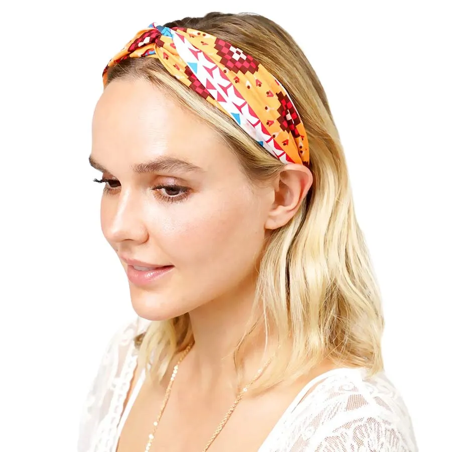 Aztec Patterned Twisted Headband