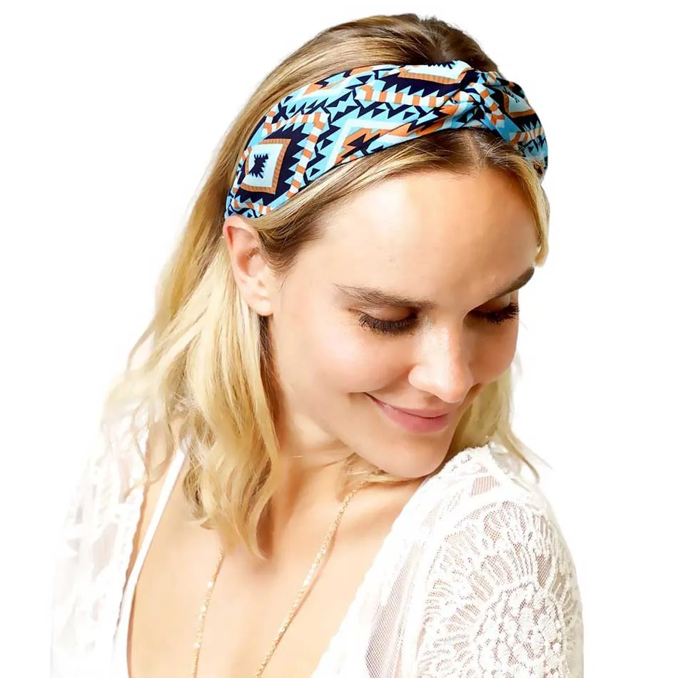 Aztec Patterned Twisted Headband