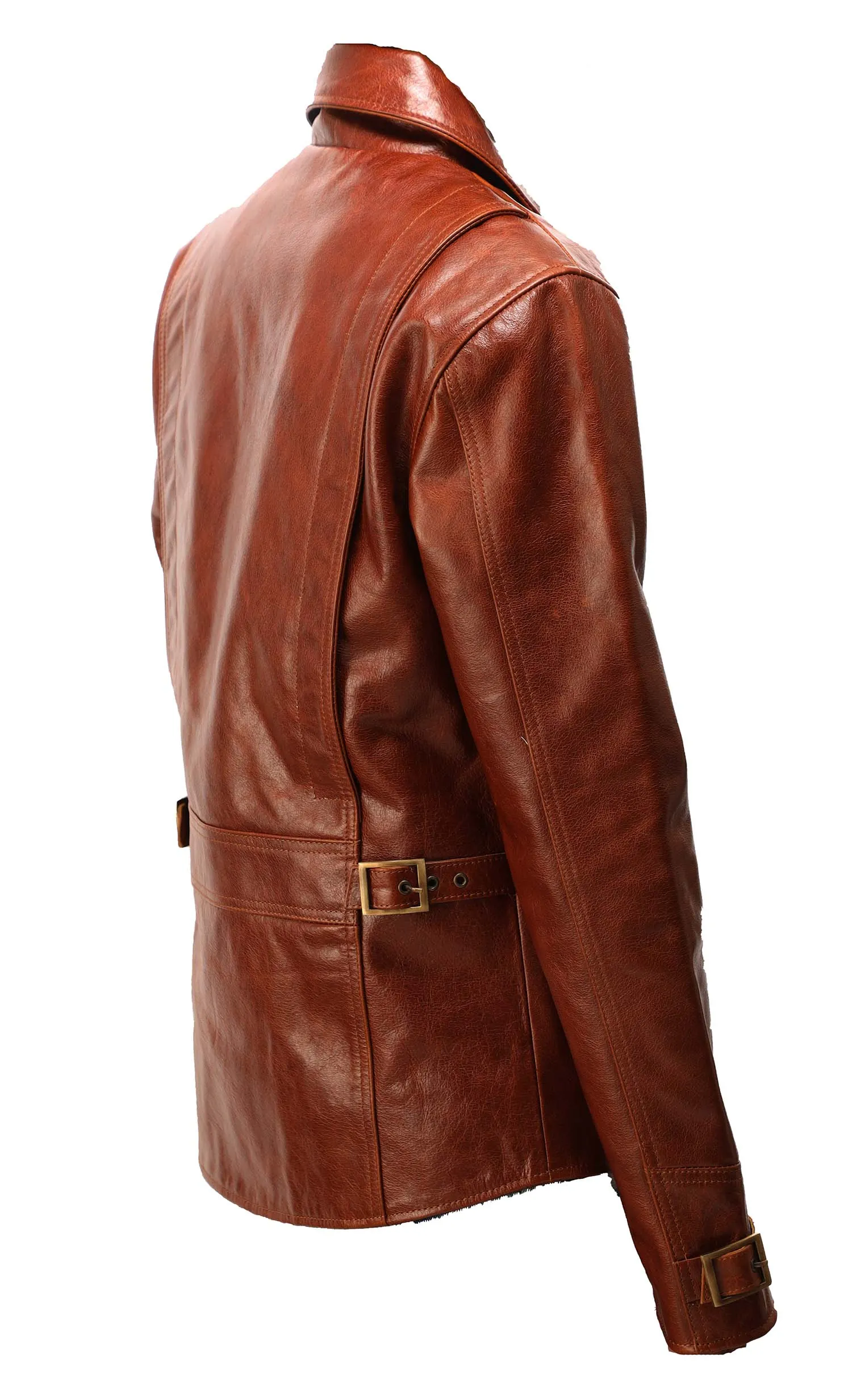 Baker's classic half belt Vintage Tan Oiled Leather Jacket