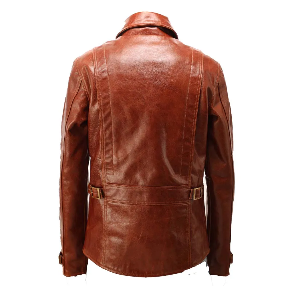 Baker's classic half belt Vintage Tan Oiled Leather Jacket