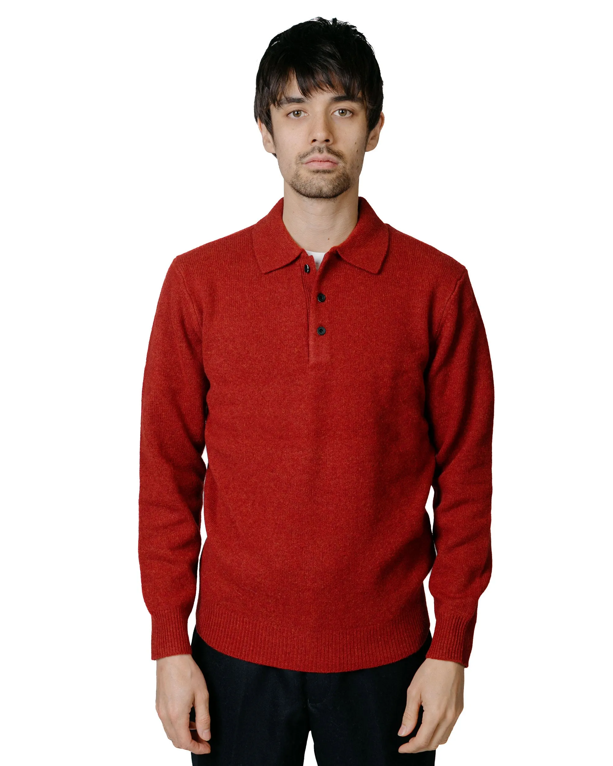 Beams Plus Knit Polo 9G Burgundy