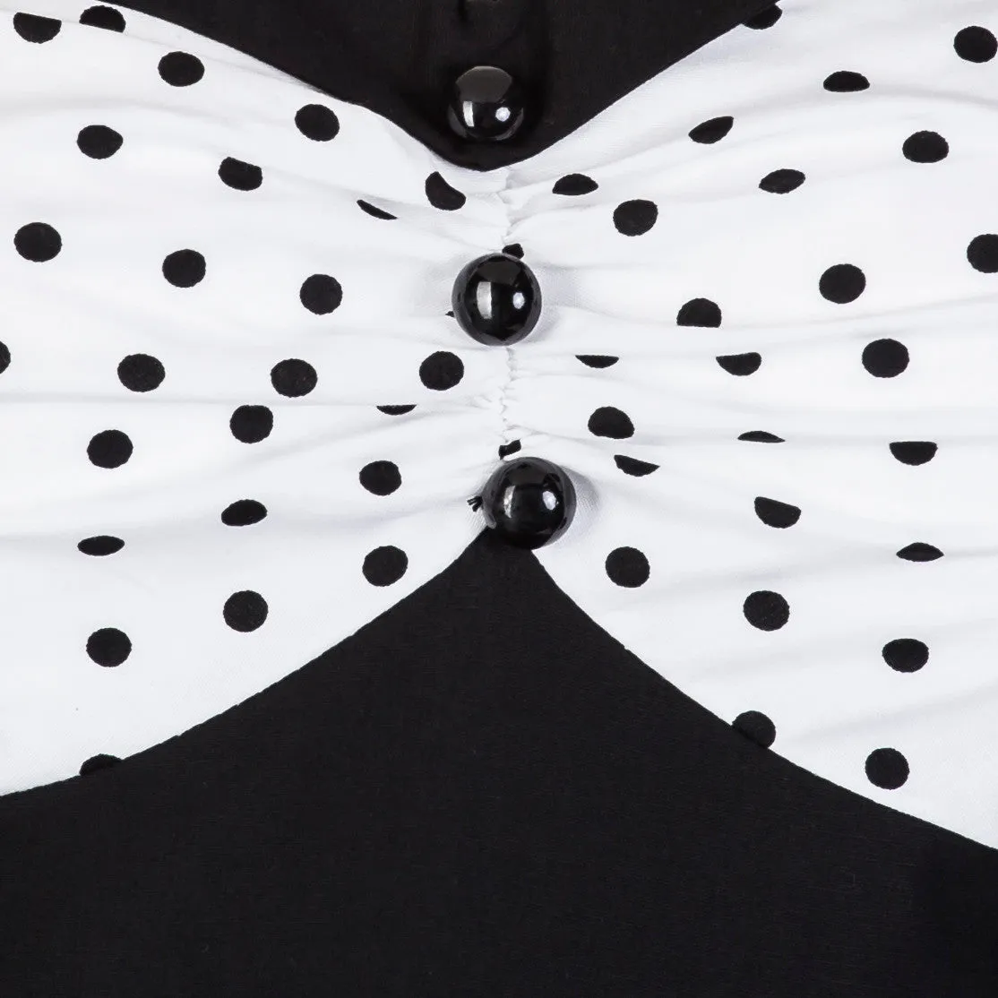 Black with White Polka Dot Top 50s Swing Dress