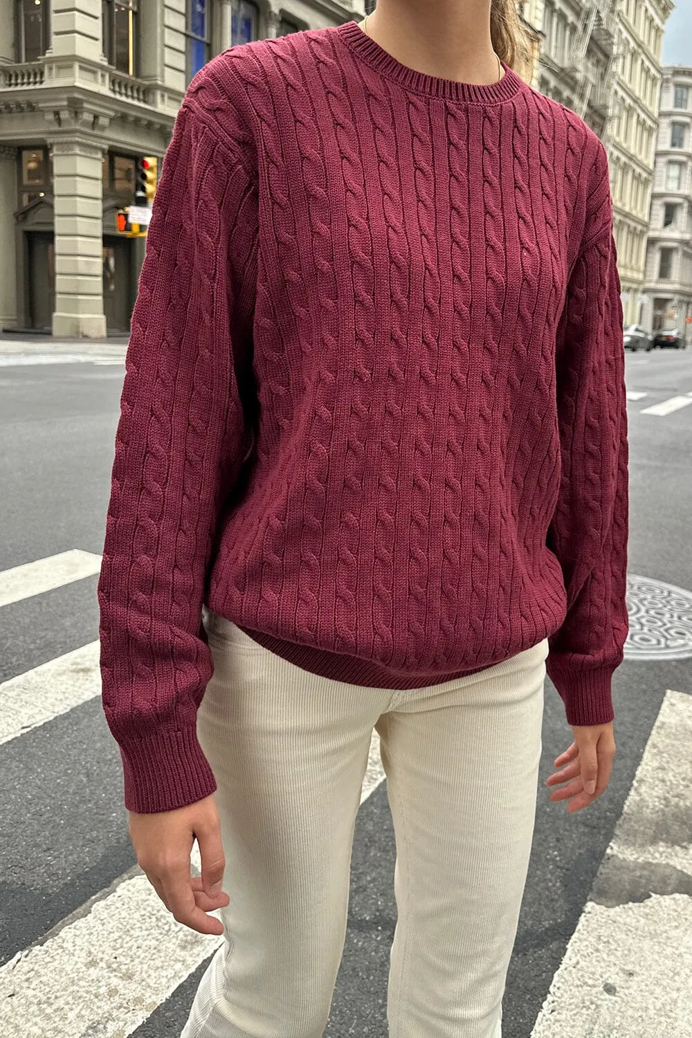 Brianna Cotton Cable Knit Sweater