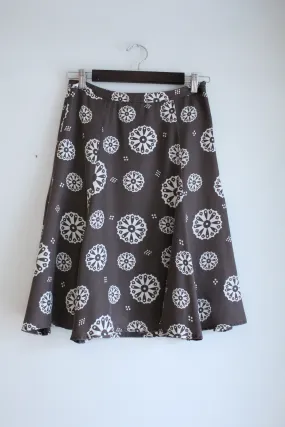 Brown Print Silk Vintage Skirt