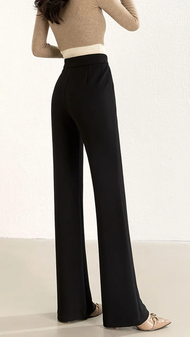 Casual Slimming Ribbed Wide Straight Leg Pants