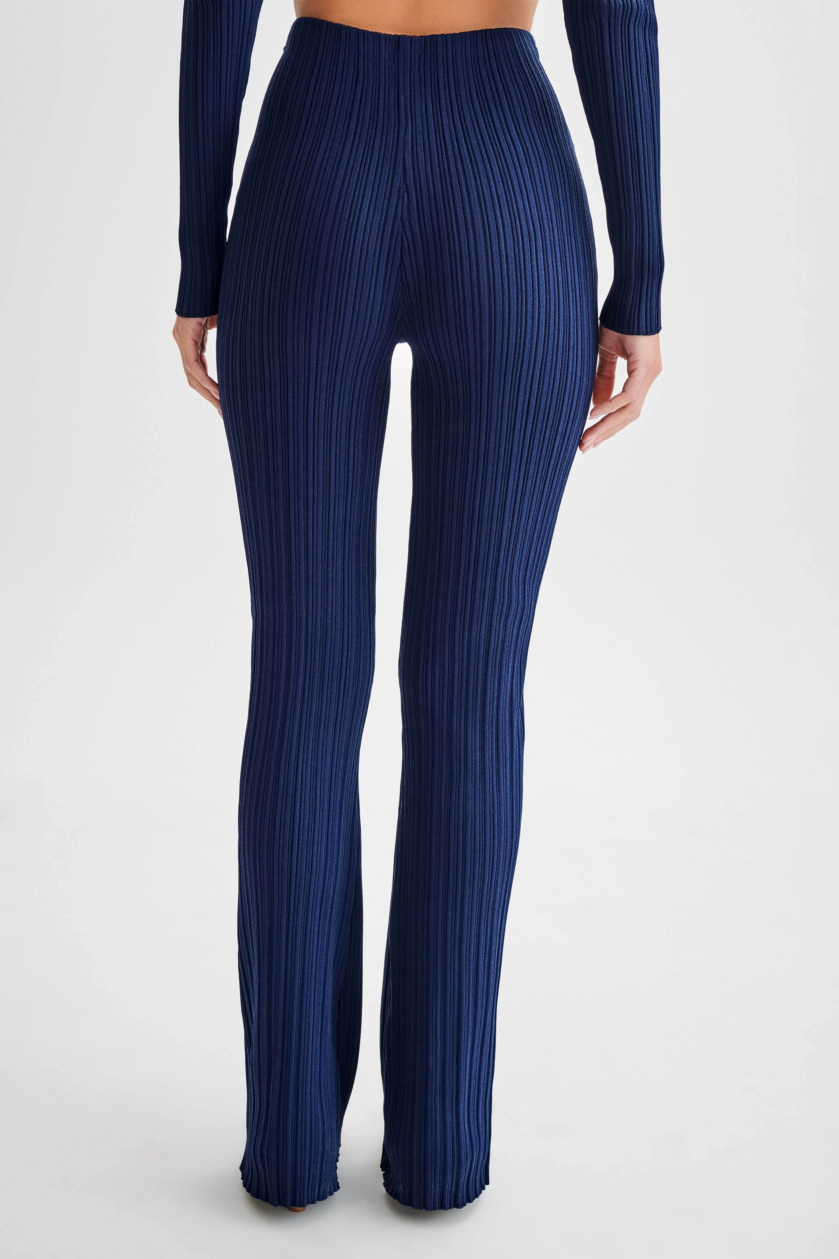 Chiara Straight Leg Rib Knit Pant - Navy