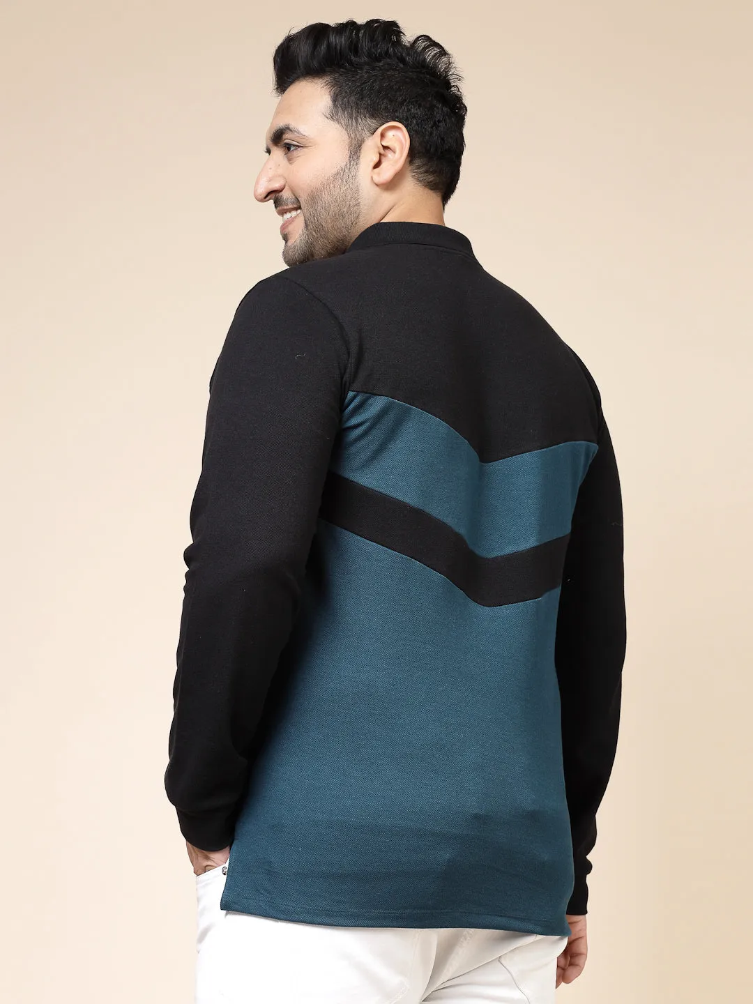 Colorblock Polo with Extended Sleeves