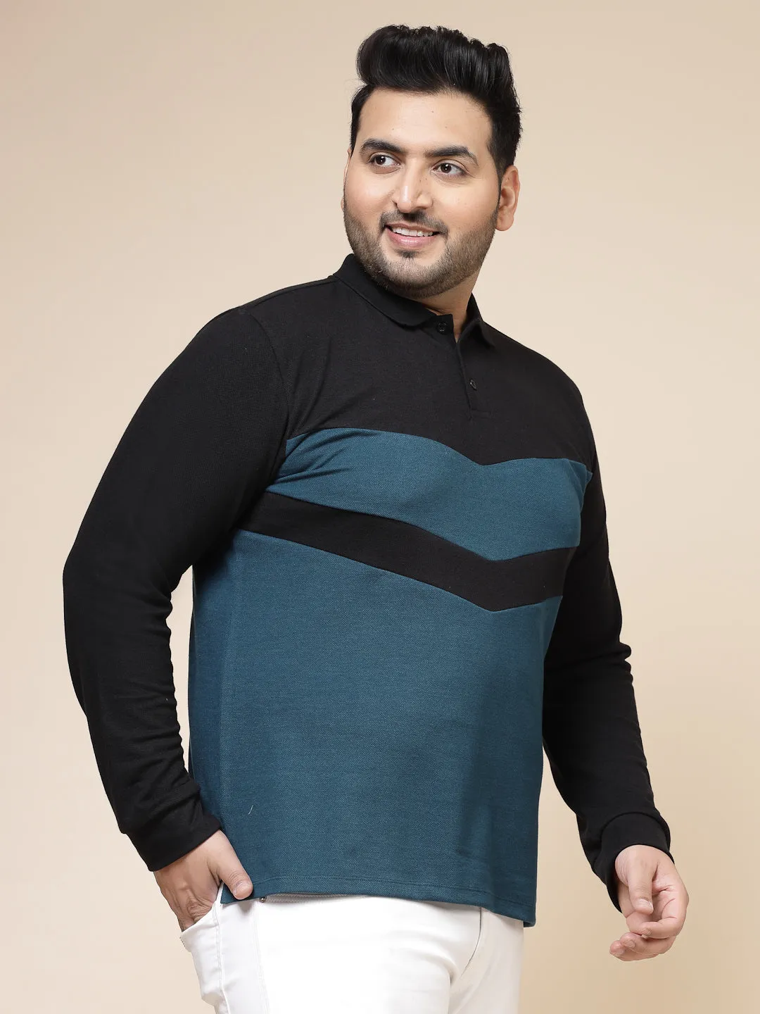 Colorblock Polo with Extended Sleeves