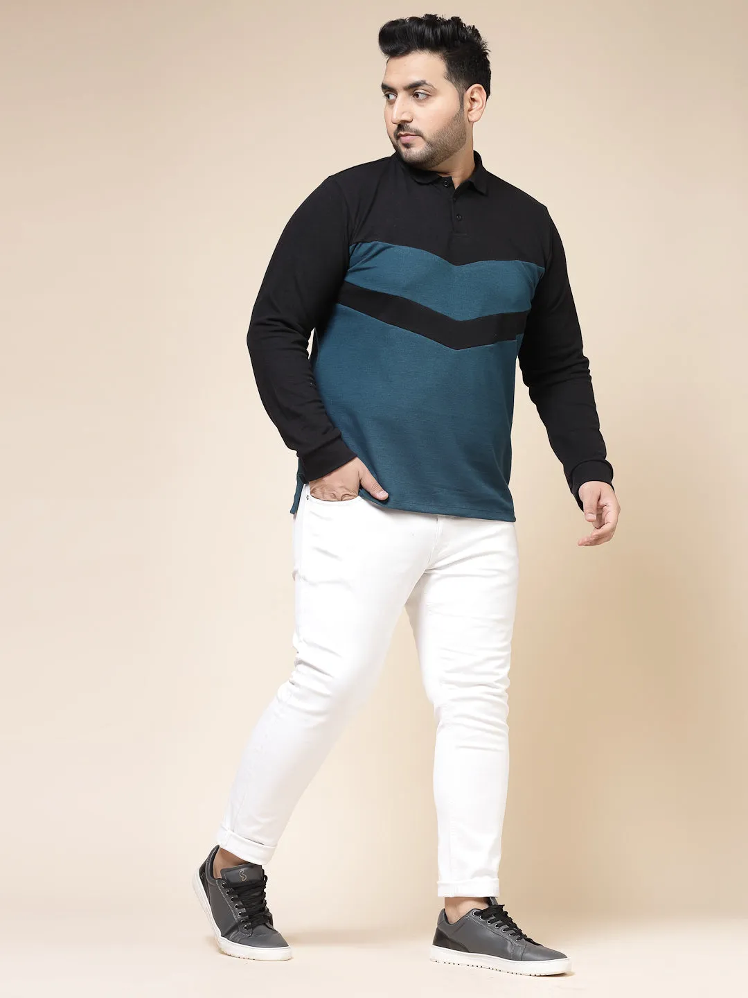 Colorblock Polo with Extended Sleeves