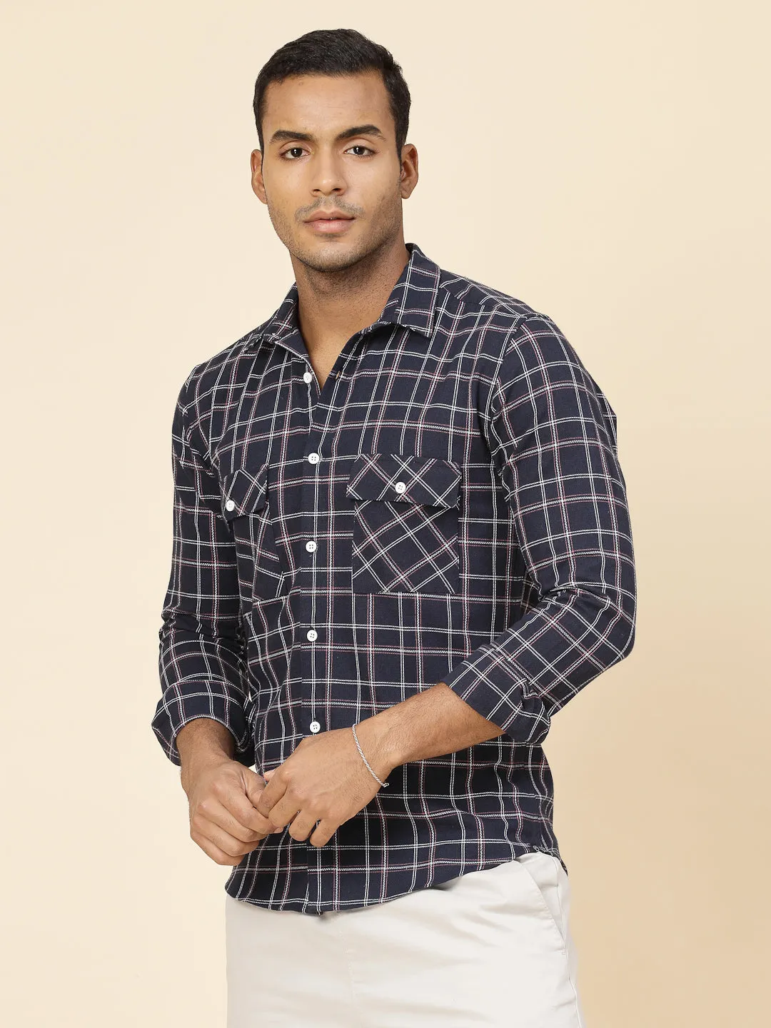 Cotton Checks Tailored Utility Shirt