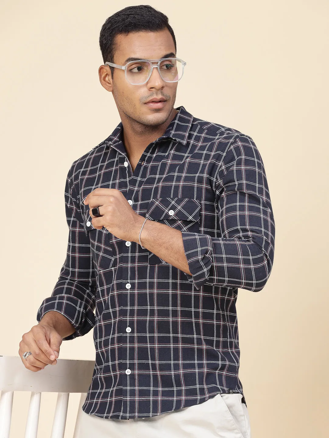 Cotton Checks Tailored Utility Shirt