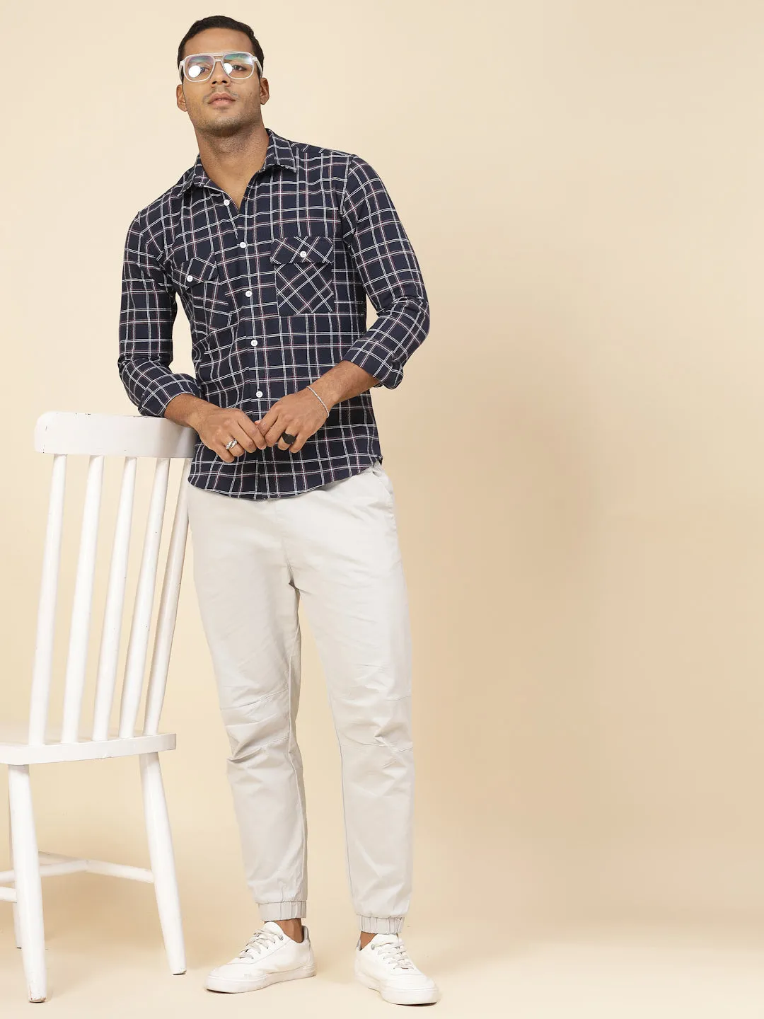 Cotton Checks Tailored Utility Shirt